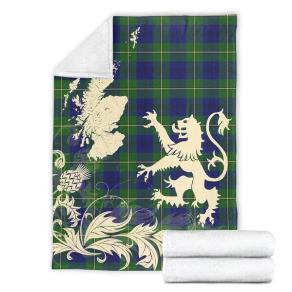 Johnston Modern Clan Blanket, Scottish Tartan Johnston Modern Clans Blanket Thistle Map Style