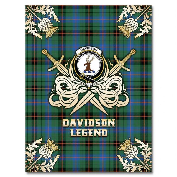 Davidson Ancient Clan Blanket, Scottish Tartan Davidson Ancient Clans Premium Blanket Gold Crest Style - Image 4