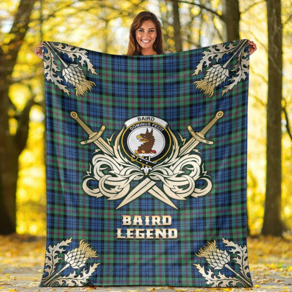 Baird Ancient Clan Blanket, Scottish Tartan Baird Ancient Clans Premium Blanket Gold Crest Style - Image 2