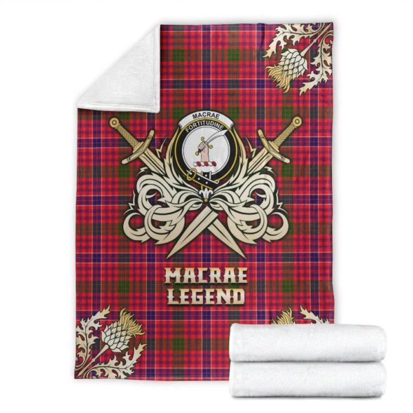 MacRae Modern Clan Blanket, Scottish Tartan MacRae Modern Clans Premium Blanket Gold Crest Style