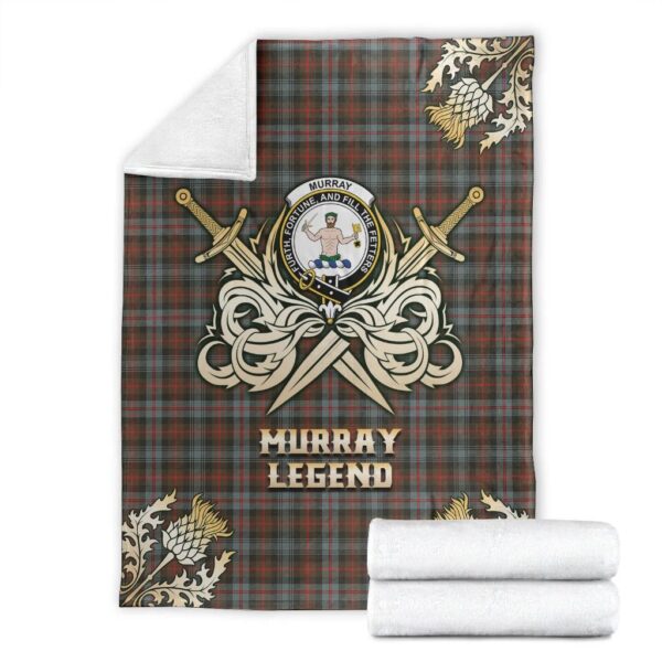 Murray of Atholl Weathered Clan Blanket, Scottish Tartan Murray of Atholl Weathered Clans Premium Blanket Gold Crest Style