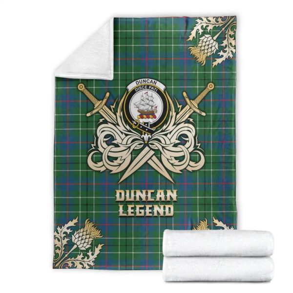 Duncan Ancient Clan Blanket, Scottish Tartan Duncan Ancient Clans Premium Blanket Gold Crest Style