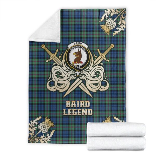 Baird Ancient Clan Blanket, Scottish Tartan Baird Ancient Clans Premium Blanket Gold Crest Style