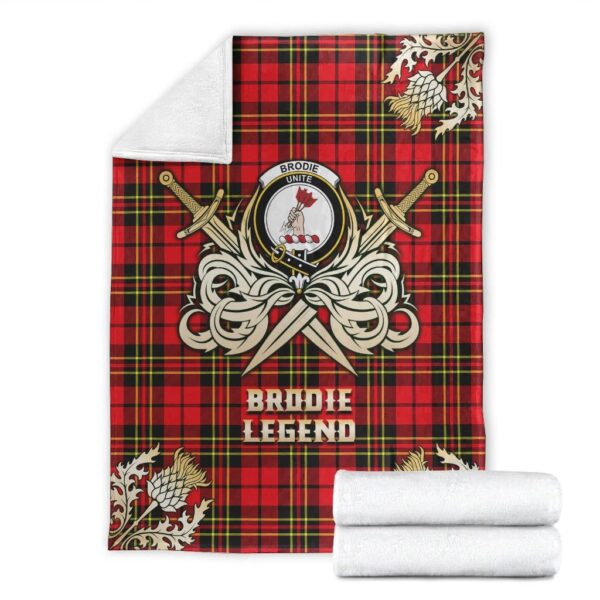 Brodie Modern Clan Blanket, Scottish Tartan Brodie Modern Clans Premium Blanket Gold Crest Style