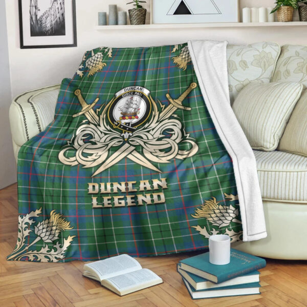 Duncan Ancient Clan Blanket, Scottish Tartan Duncan Ancient Clans Premium Blanket Gold Crest Style - Image 3