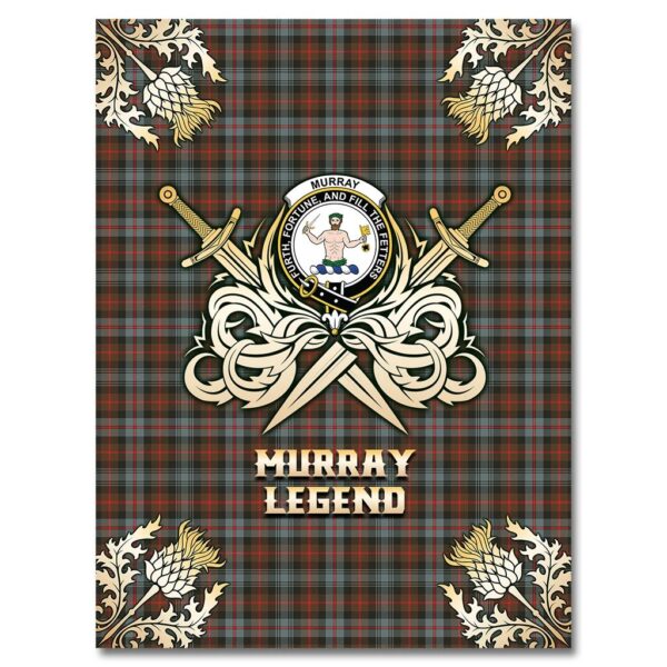 Murray of Atholl Weathered Clan Blanket, Scottish Tartan Murray of Atholl Weathered Clans Premium Blanket Gold Crest Style - Image 4