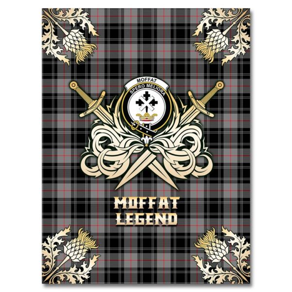 Moffat Modern Clan Blanket, Scottish Tartan Moffat Modern Clans Premium Blanket Gold Crest Style - Image 4