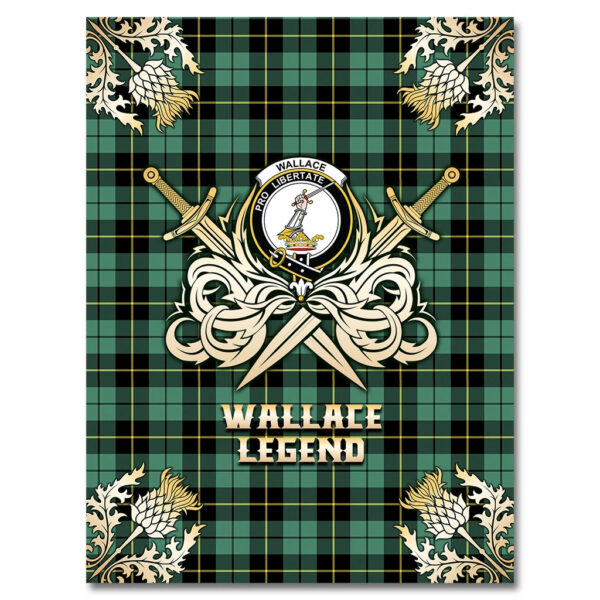 Wallace Hunting Ancient Clan Blanket, Scottish Tartan Wallace Hunting Ancient Clans Premium Blanket Gold Crest Style - Image 4