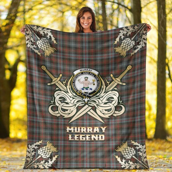 Murray of Atholl Weathered Clan Blanket, Scottish Tartan Murray of Atholl Weathered Clans Premium Blanket Gold Crest Style - Image 2