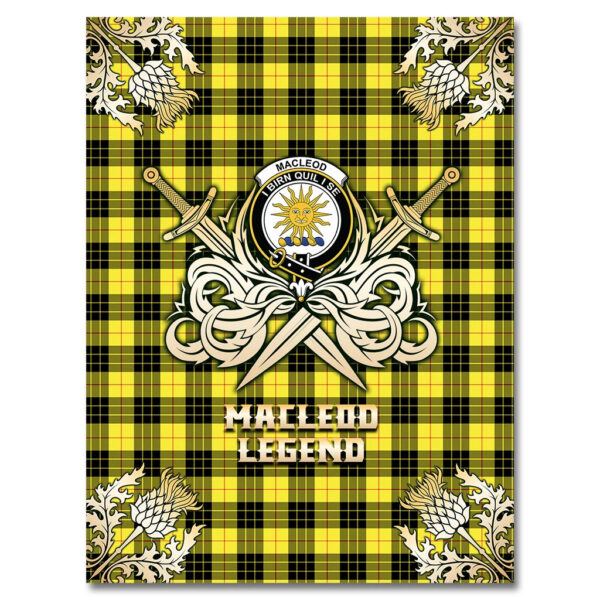 MacLeod of Lewis Modern Clan Blanket, Scottish Tartan MacLeod of Lewis Modern Clans Premium Blanket Gold Crest Style - Image 4