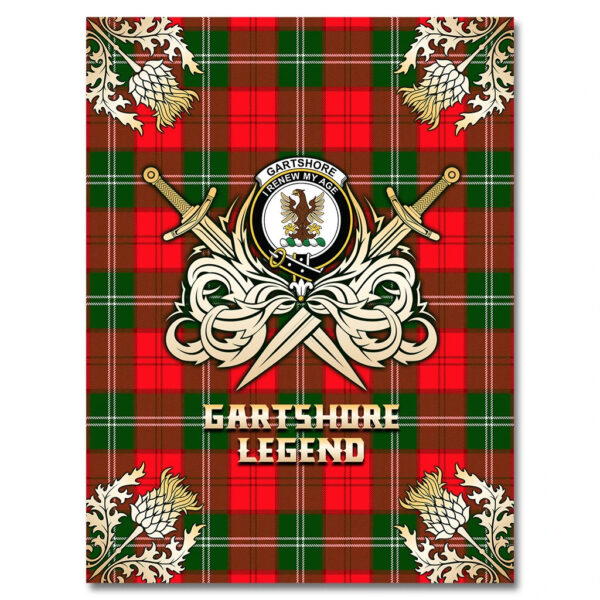 Gartshore Clan Blanket, Scottish Tartan Gartshore Clans Premium Blanket Gold Crest Style - Image 4