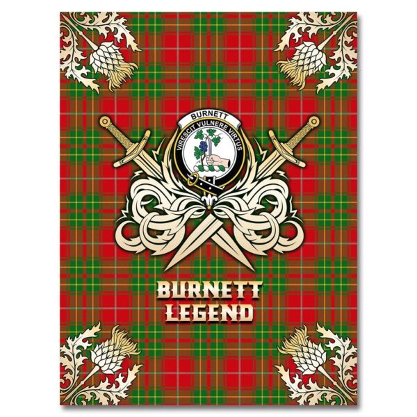 Burnett Ancient Clan Blanket, Scottish Tartan Burnett Ancient Clans Premium Blanket Gold Crest Style - Image 4