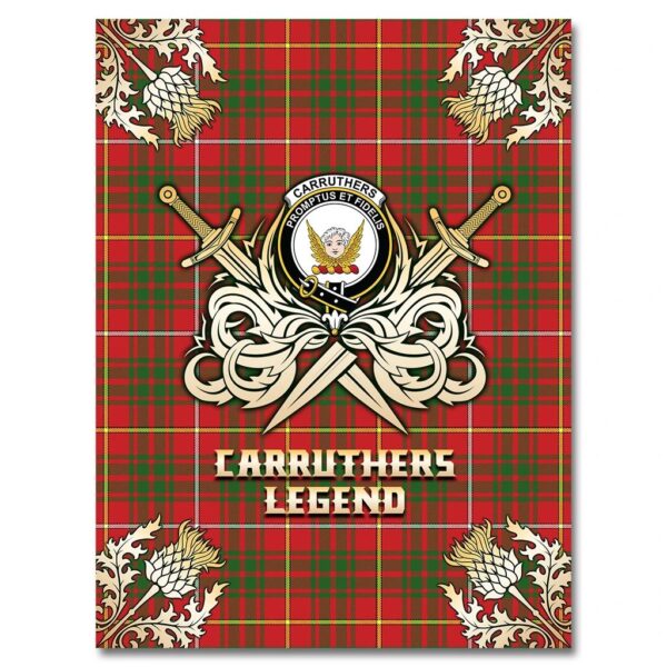 Carruthers Modern Clan Blanket, Scottish Tartan Carruthers Modern Clans Premium Blanket Gold Crest Style - Image 4