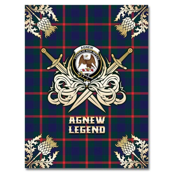 Agnew Modern Clan Blanket, Scottish Tartan Agnew Modern Clans Premium Blanket Gold Crest Style - Image 4