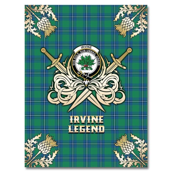 Irvine Ancient Clan Blanket, Scottish Tartan Irvine Ancient Clans Premium Blanket Gold Crest Style - Image 4