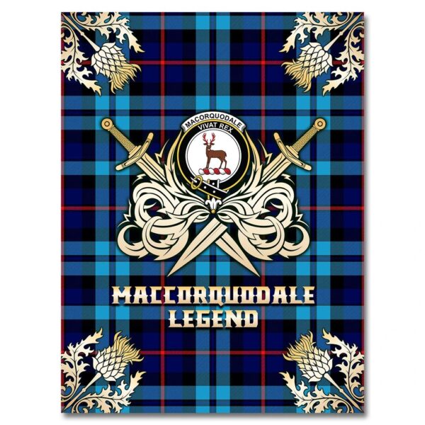 MacCorquodale Clan Blanket, Scottish Tartan MacCorquodale Clans Premium Blanket Gold Crest Style - Image 4