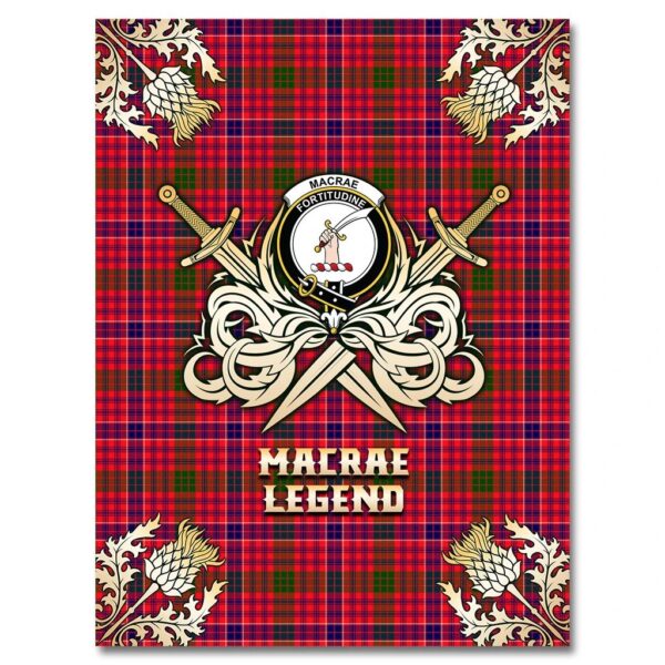 MacRae Modern Clan Blanket, Scottish Tartan MacRae Modern Clans Premium Blanket Gold Crest Style - Image 4