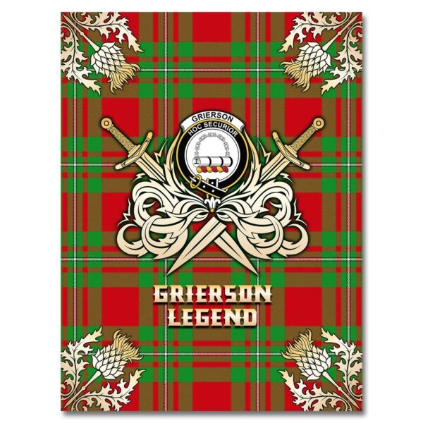 Grierson Clan Blanket, Scottish Tartan Grierson Clans Premium Blanket Gold Crest Style - Image 4