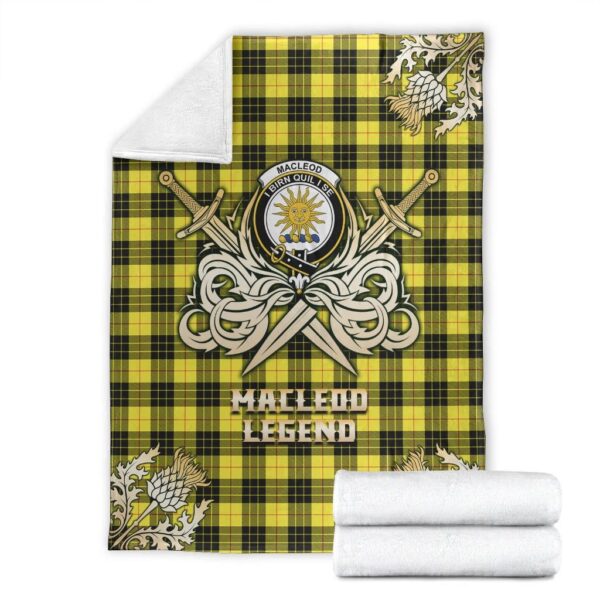 MacLeod of Lewis Modern Clan Blanket, Scottish Tartan MacLeod of Lewis Modern Clans Premium Blanket Gold Crest Style