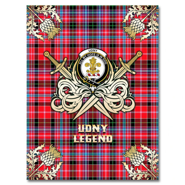 Udny Clan Blanket, Scottish Tartan Udny Clans Premium Blanket Gold Crest Style - Image 4