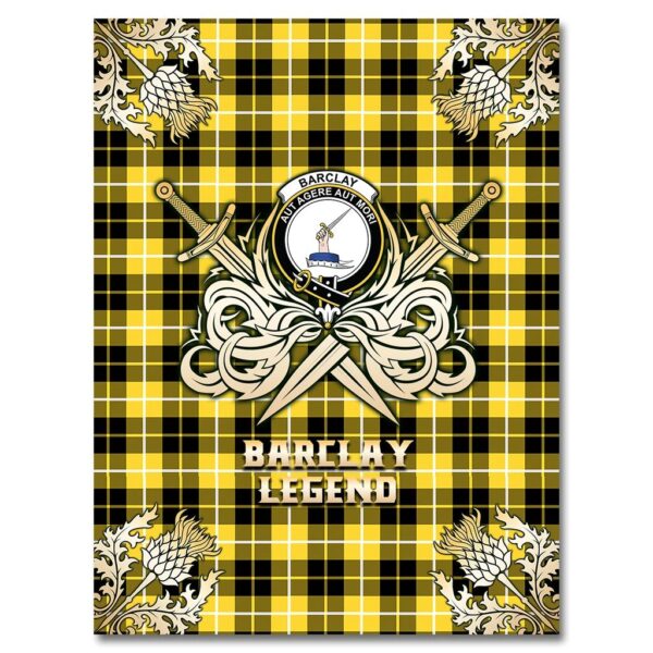 Barclay Dress Modern Clan Blanket, Scottish Tartan Barclay Dress Modern Clans Premium Blanket Gold Crest Style - Image 4