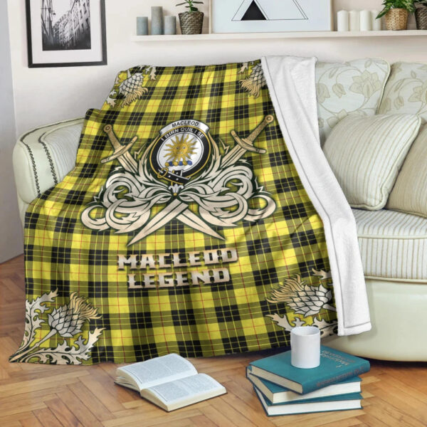 MacLeod of Lewis Modern Clan Blanket, Scottish Tartan MacLeod of Lewis Modern Clans Premium Blanket Gold Crest Style - Image 3