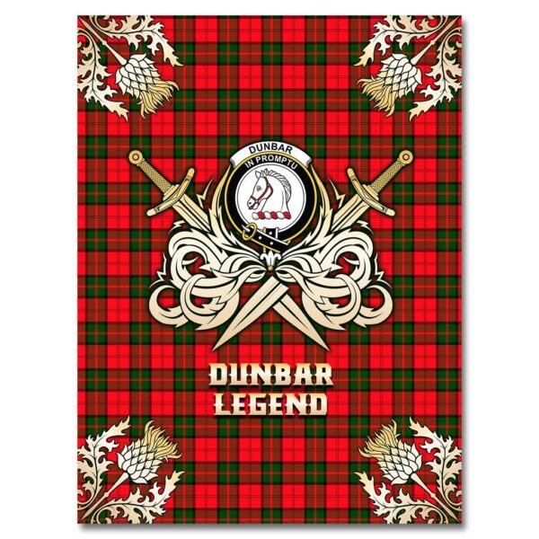 Dunbar Modern Clan Blanket, Scottish Tartan Dunbar Modern Clans Premium Blanket Gold Crest Style - Image 4