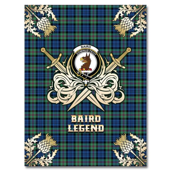 Baird Ancient Clan Blanket, Scottish Tartan Baird Ancient Clans Premium Blanket Gold Crest Style - Image 4