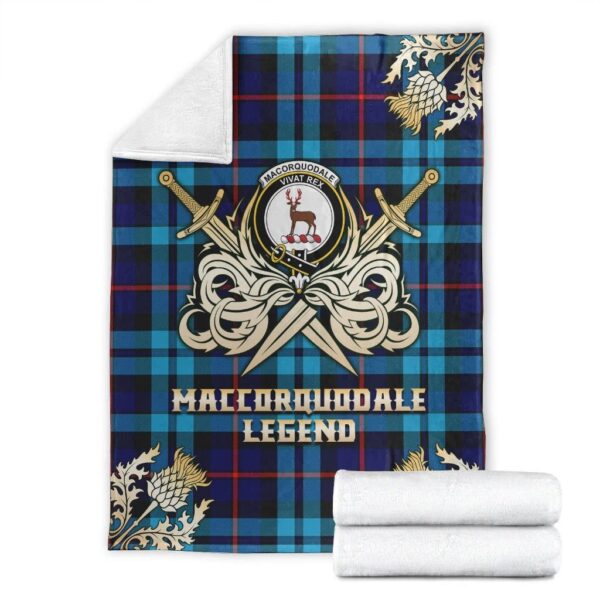 MacCorquodale Clan Blanket, Scottish Tartan MacCorquodale Clans Premium Blanket Gold Crest Style