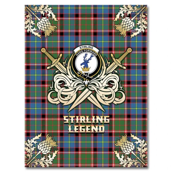 Stirling Bannockburn Clan Blanket, Scottish Tartan Stirling Bannockburn Clans Premium Blanket Gold Crest Style - Image 4