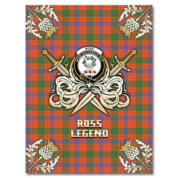 Ross Ancient Clan Blanket, Scottish Tartan Ross Ancient Clans Premium Blanket Gold Crest Style - Image 4