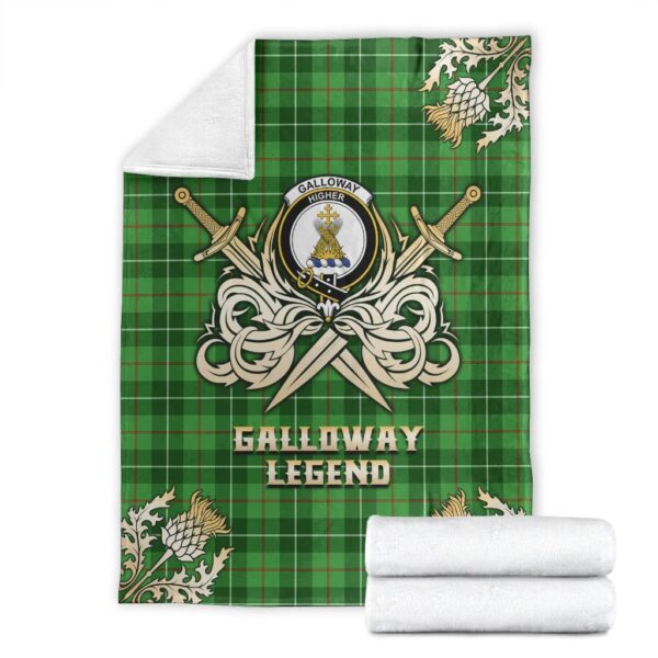 Galloway Clan Blanket, Scottish Tartan Galloway Clans Premium Blanket Gold Crest Style