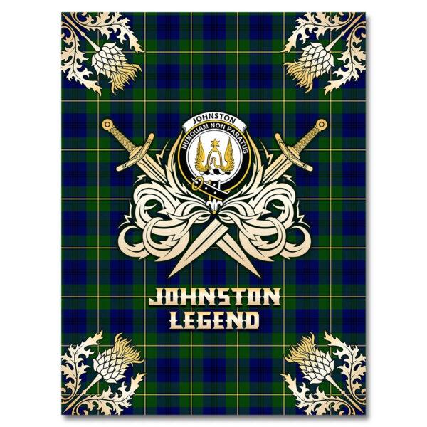 Johnston Modern Clan Blanket, Scottish Tartan Johnston Modern Clans Premium Blanket Gold Crest Style - Image 4