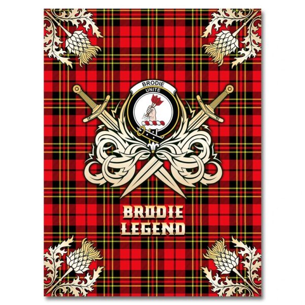 Brodie Modern Clan Blanket, Scottish Tartan Brodie Modern Clans Premium Blanket Gold Crest Style - Image 4