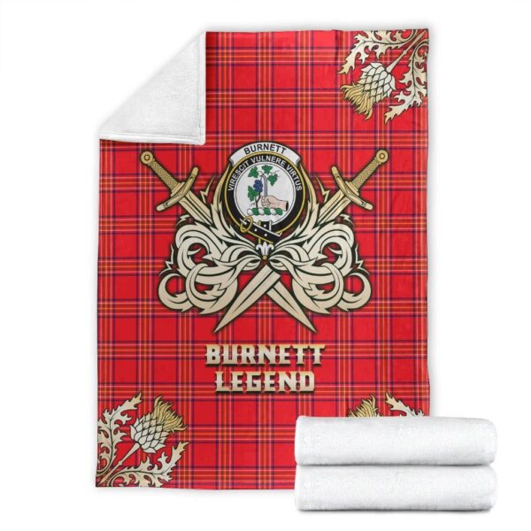 Burnett Modern Clan Blanket, Scottish Tartan Burnett Modern Clans Premium Blanket Gold Crest Style