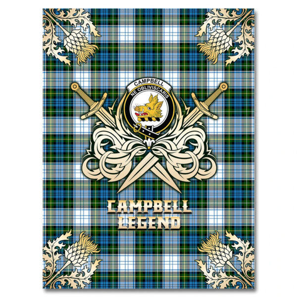 Campbell Dress Clan Blanket, Scottish Tartan Campbell Dress Clans Premium Blanket Gold Crest Style - Image 4