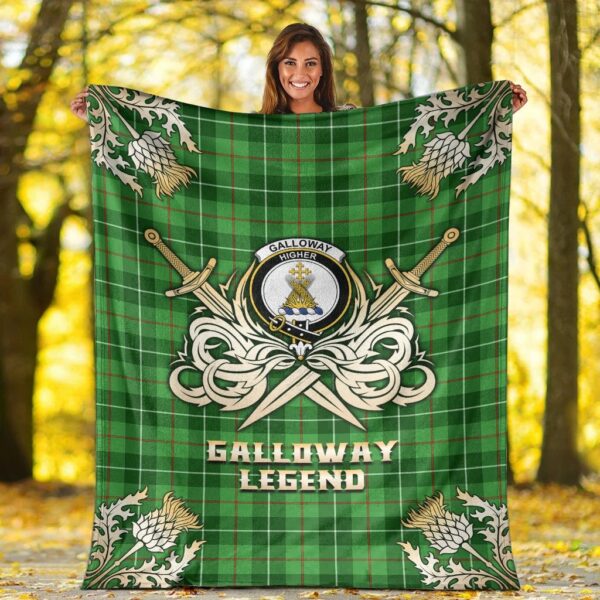 Galloway Clan Blanket, Scottish Tartan Galloway Clans Premium Blanket Gold Crest Style - Image 2