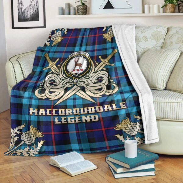 MacCorquodale Clan Blanket, Scottish Tartan MacCorquodale Clans Premium Blanket Gold Crest Style - Image 3