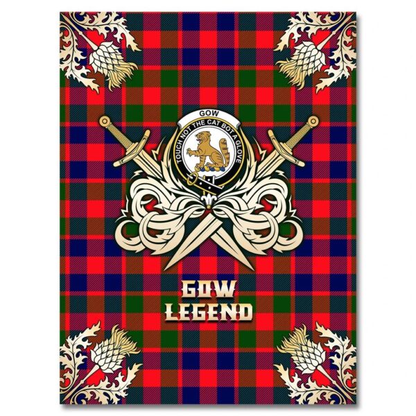 Gow of McGouan Clan Blanket, Scottish Tartan Gow of McGouan Clans Premium Blanket Gold Crest Style - Image 4