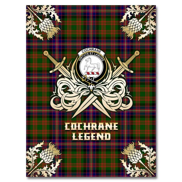 Cochrane Modern Clan Blanket, Scottish Tartan Cochrane Modern Clans Premium Blanket Gold Crest Style - Image 4