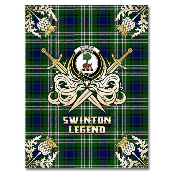 Swinton Clan Blanket, Scottish Tartan Swinton Clans Premium Blanket Gold Crest Style - Image 4