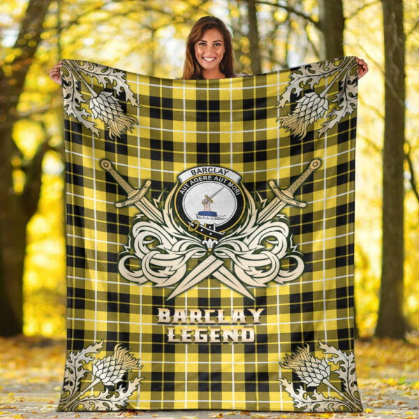 Barclay Dress Modern Clan Blanket, Scottish Tartan Barclay Dress Modern Clans Premium Blanket Gold Crest Style - Image 2