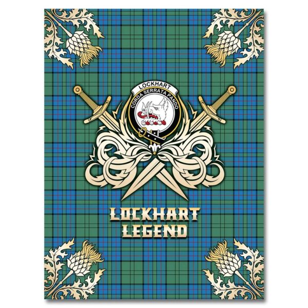 Lockhart Clan Blanket, Scottish Tartan Lockhart Clans Premium Blanket Gold Crest Style - Image 4