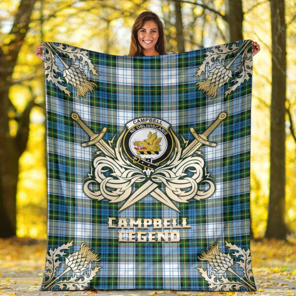 Campbell Dress Clan Blanket, Scottish Tartan Campbell Dress Clans Premium Blanket Gold Crest Style - Image 2