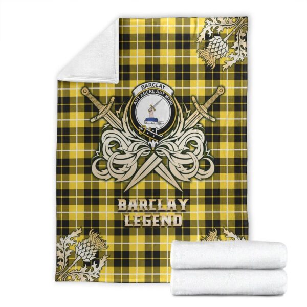 Barclay Dress Modern Clan Blanket, Scottish Tartan Barclay Dress Modern Clans Premium Blanket Gold Crest Style