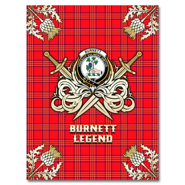 Burnett Modern Clan Blanket, Scottish Tartan Burnett Modern Clans Premium Blanket Gold Crest Style - Image 4