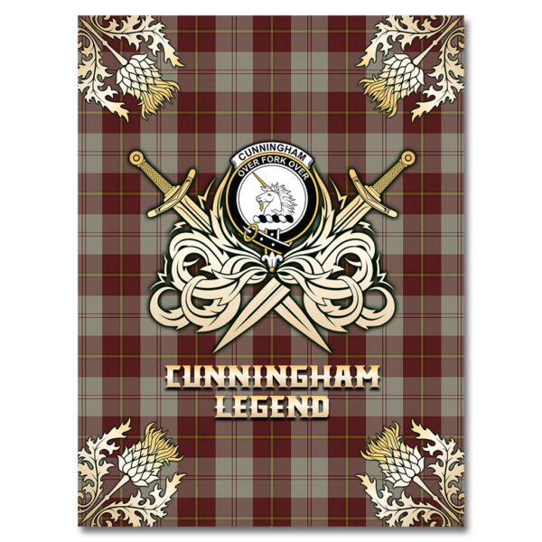 Cunningham Burgundy Dancers Clan Blanket, Scottish Tartan Cunningham Burgundy Dancers Clans Premium Blanket Gold Crest Style - Image 4