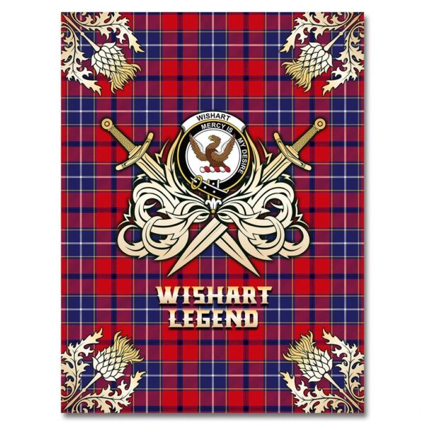 Wishart Dress Clan Blanket, Scottish Tartan Wishart Dress Clans Premium Blanket Gold Crest Style - Image 4