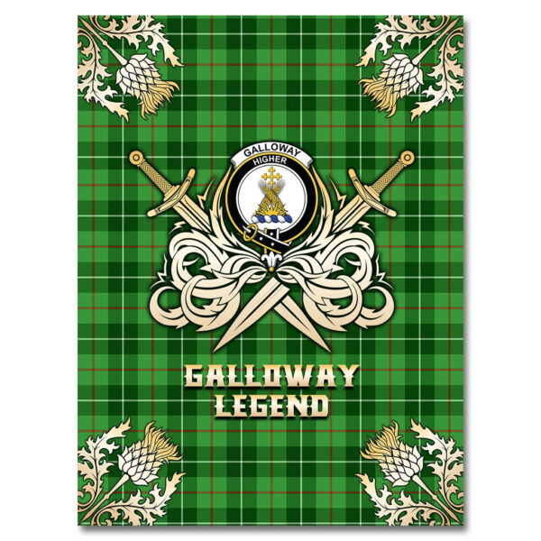 Galloway Clan Blanket, Scottish Tartan Galloway Clans Premium Blanket Gold Crest Style - Image 4