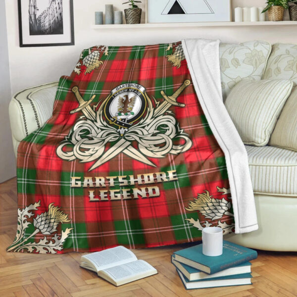 Gartshore Clan Blanket, Scottish Tartan Gartshore Clans Premium Blanket Gold Crest Style - Image 3